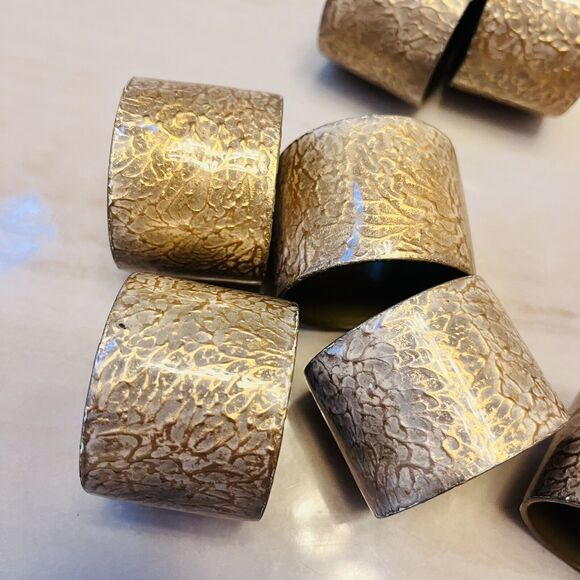 Gold Color Veneer with Acrylic Coating Napkin Rings Set Of 11 - Picture 2 of 7